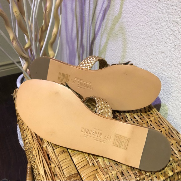 NEW Ivy Kirzhner Gold Tutankhamen Leather Sandals - Picture 12 of 15